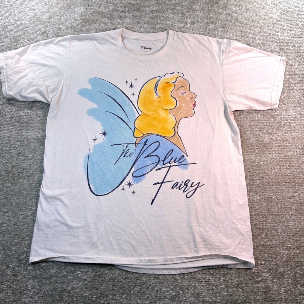 Disney Shirt The Blue Fairy Pinocchio Graphic Cotton Large White Classic Tee